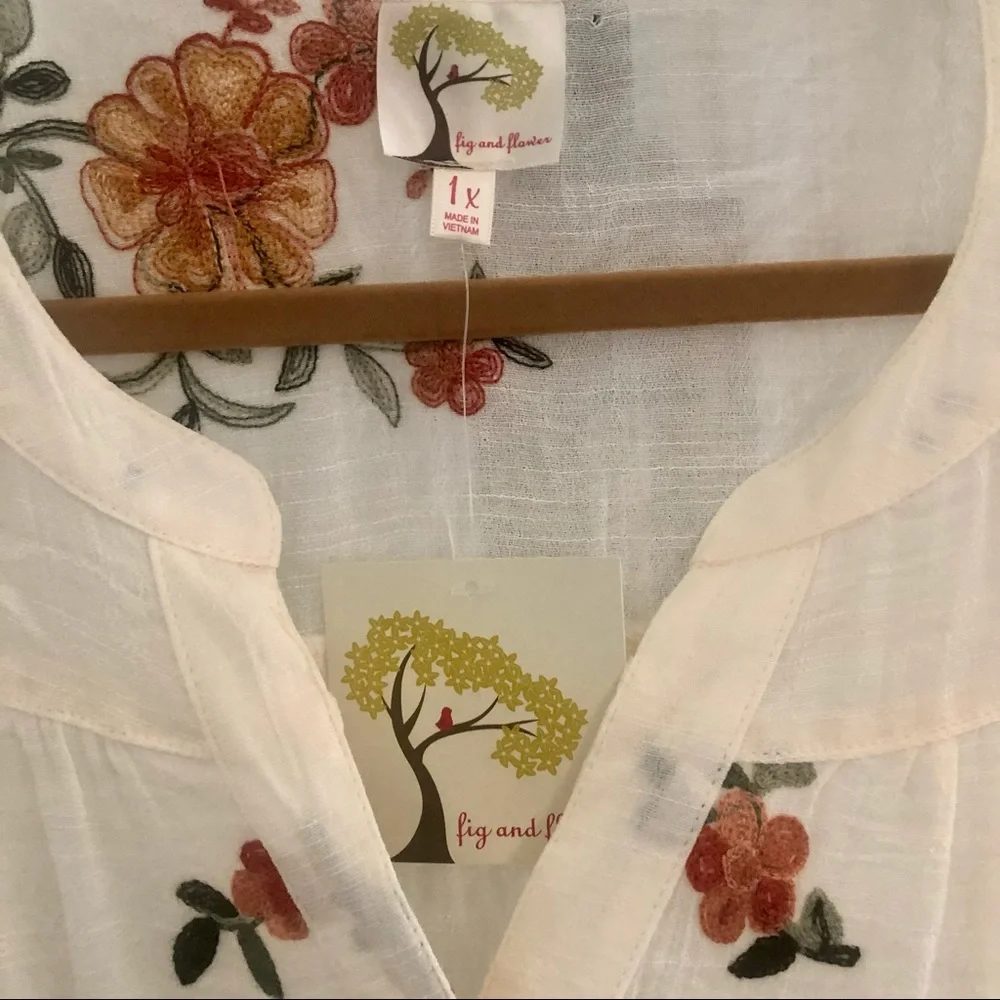 NWT Anthropologie Boho Style Embroidery Sheer Top - Picture 5 of 10